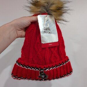 BNWT NHL Ottawa Senators Pompom Toque Winter Hat Red White Black